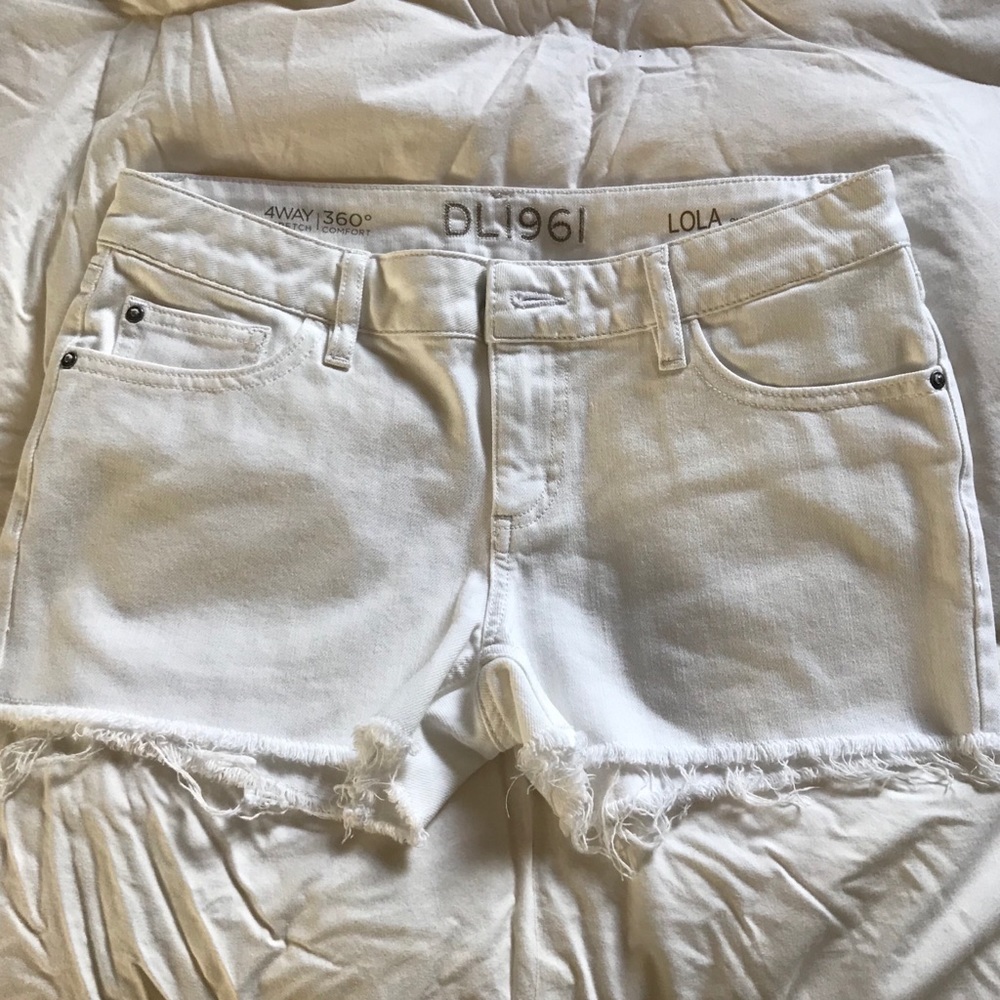 DL1961 Lola frayed white shorts